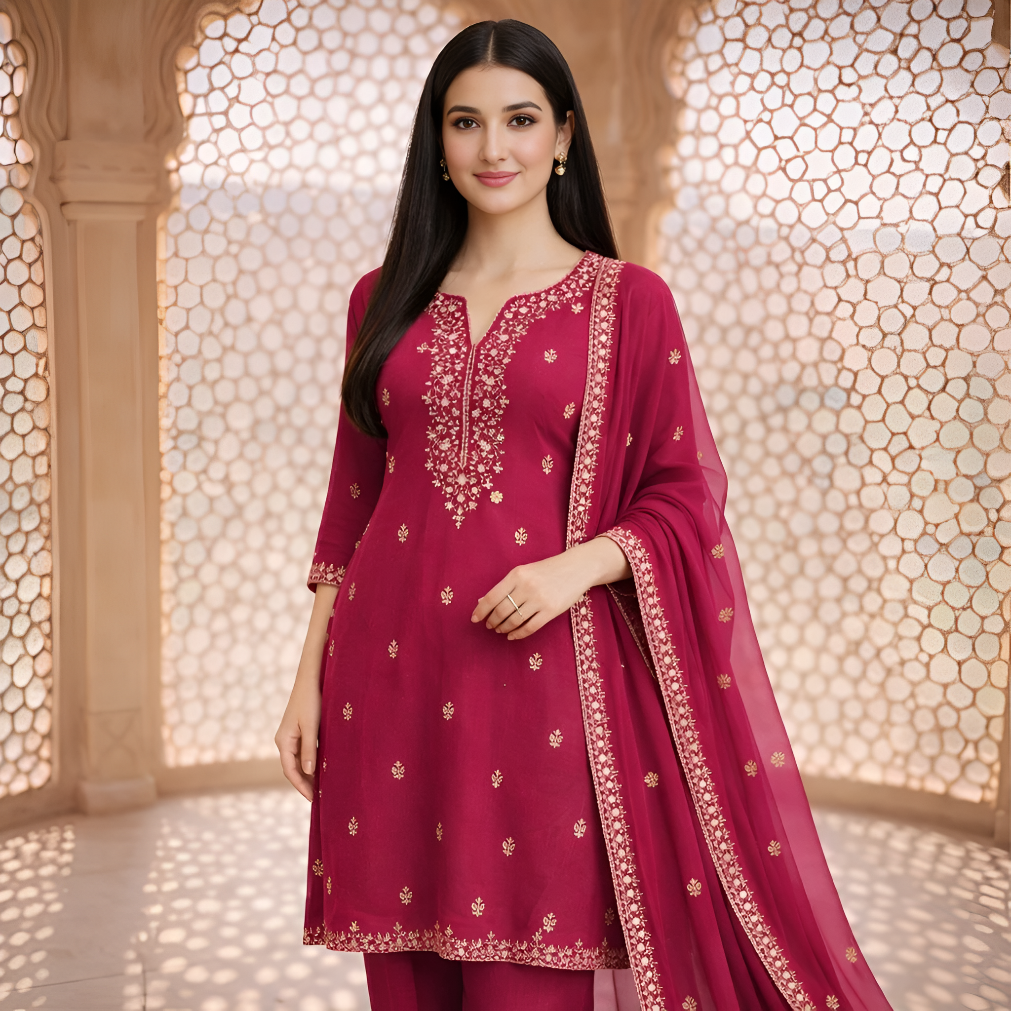 Women’s festive suit set with sharara for wedding and occasional wear – RupamKart